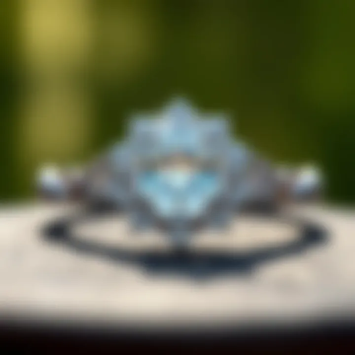 Beautifully crafted white sapphire ring in natural light