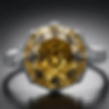 A stunning close-up of a 2ct yellow diamond ring showcasing its brilliant cut and vibrant color.