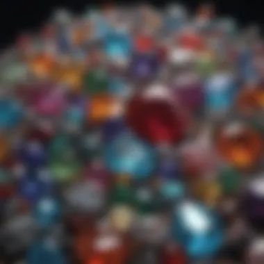 Artistic Arrangement of Gemstones A beautifully arranged composition of various gemstones
