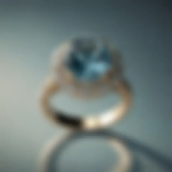 An elegant aquamarine ring set against a luxurious background