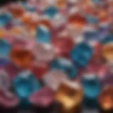 A stunning assortment of colored quartz crystals showcasing their vibrant hues.