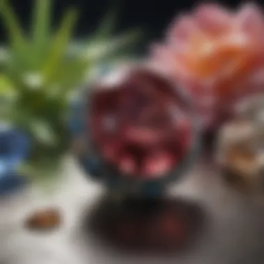 Birthstones Harmonized with Nature A serene setting showcasing birthstones with nature