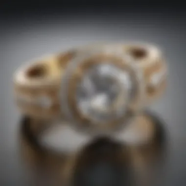 Exquisite Diamond Ring in Gold Band An exquisite diamond ring nestled in a luxurious gold band, capturing the interplay of light and elegance.