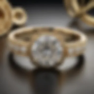 Timeless Elegance of Diamond and Gold A radiant diamond ring set against a backdrop of shimmering gold, symbolizing timeless elegance and heritage.