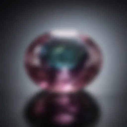 Close-up view of a vibrant alexandrite gemstone showcasing its color-changing ability