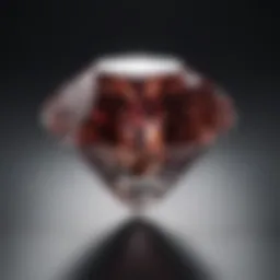 Close-up view of a diamond's color grading scale