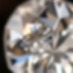 A close-up view of a sparkling moissanite gemstone reflecting light