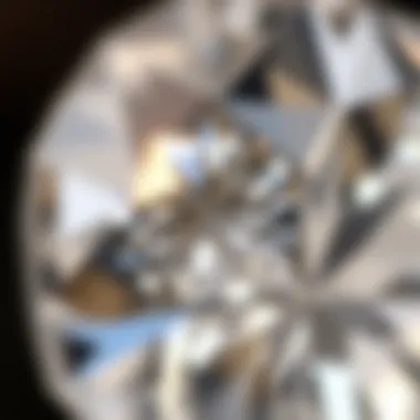 A close-up view of a sparkling moissanite gemstone reflecting light