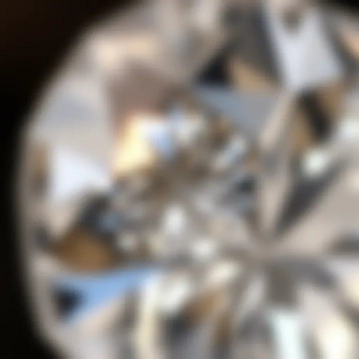 A close-up view of a sparkling moissanite gemstone reflecting light