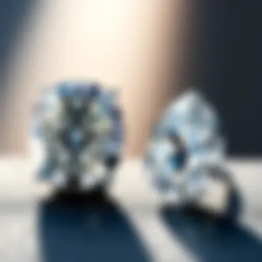 A comparison image showcasing moissanite and diamond side by side