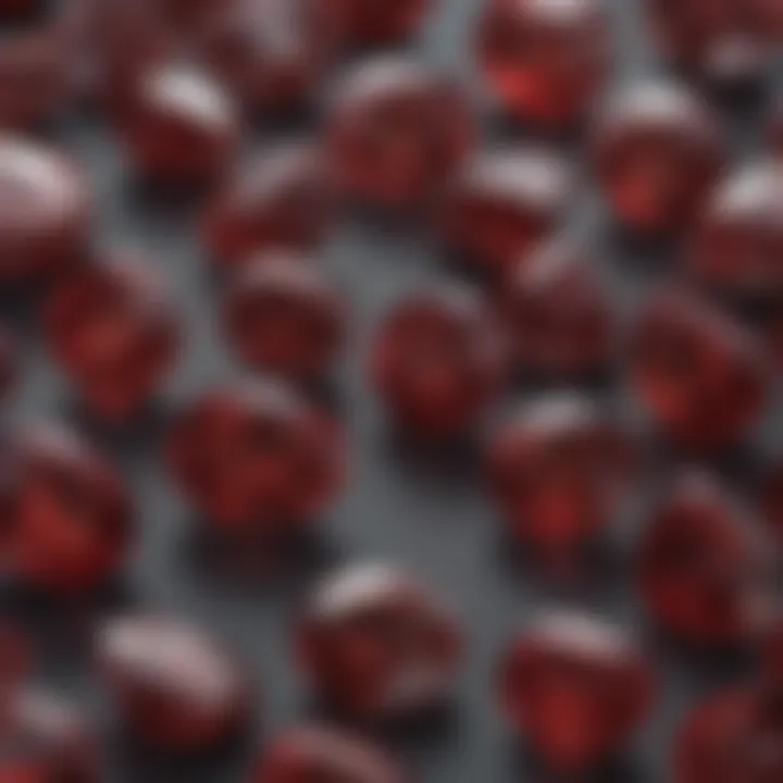 A close-up view of a variety of garnet gemstones showcasing their rich colors