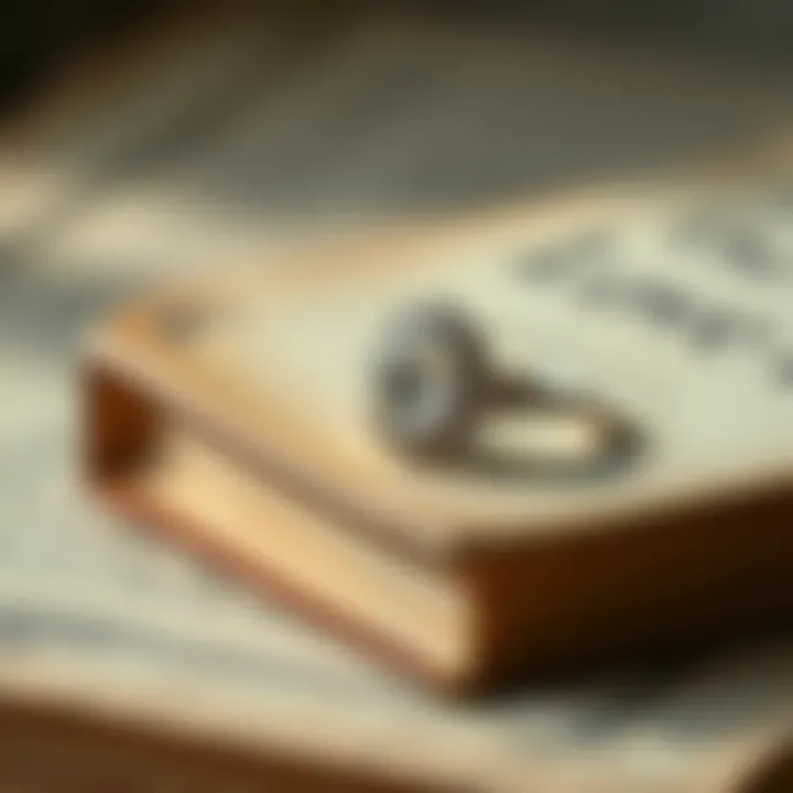 A close-up of an elegant engagement ring resting on a vintage book, symbolizing timeless love