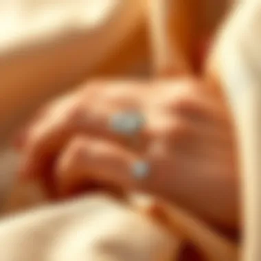 A beautifully crafted engagement ring placed on an artful fabric backdrop, highlighting personal significance and elegance