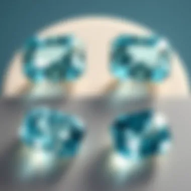 Clarity Variations in Aquamarine Comparison of aquamarine stones with varying clarity levels