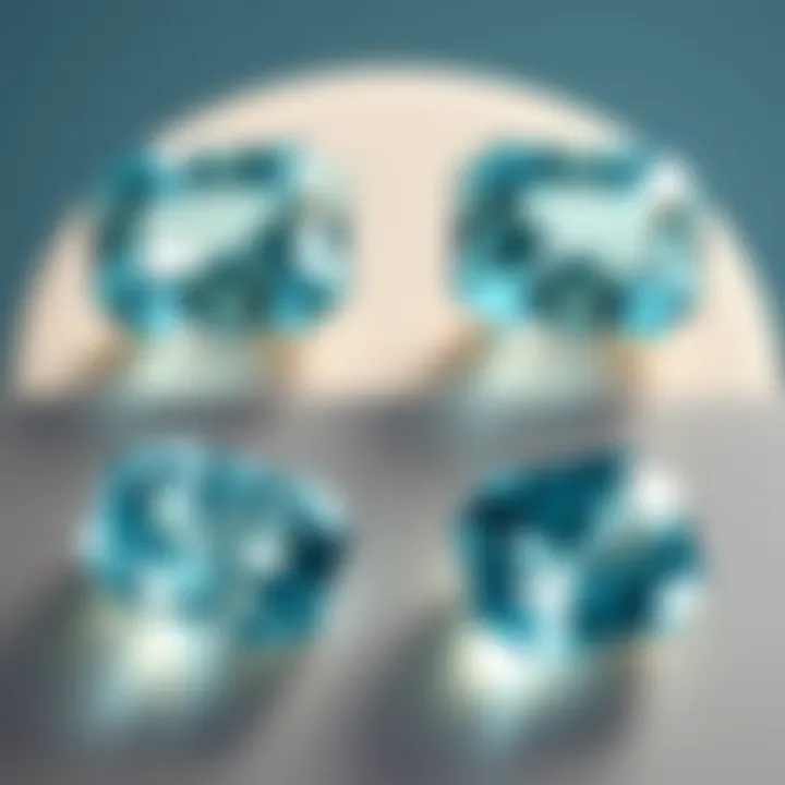 Clarity Variations in Aquamarine Comparison of aquamarine stones with varying clarity levels