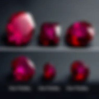 A visually striking comparison of different quality grades of star rubies