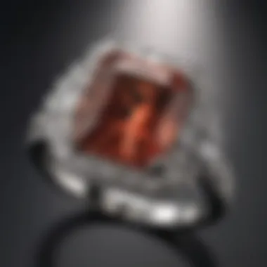 Contemporary Trends Stylish rectangle shape diamond ring displayed in a modern jewelry store