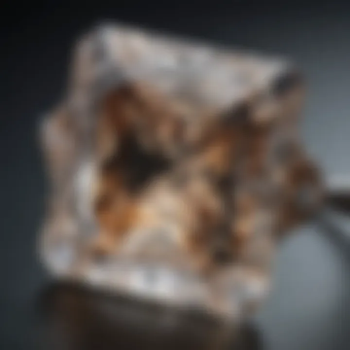 Close-up of a rectangle cut diamond showcasing its facets
