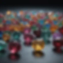 A vibrant display of various birthstones arranged elegantly