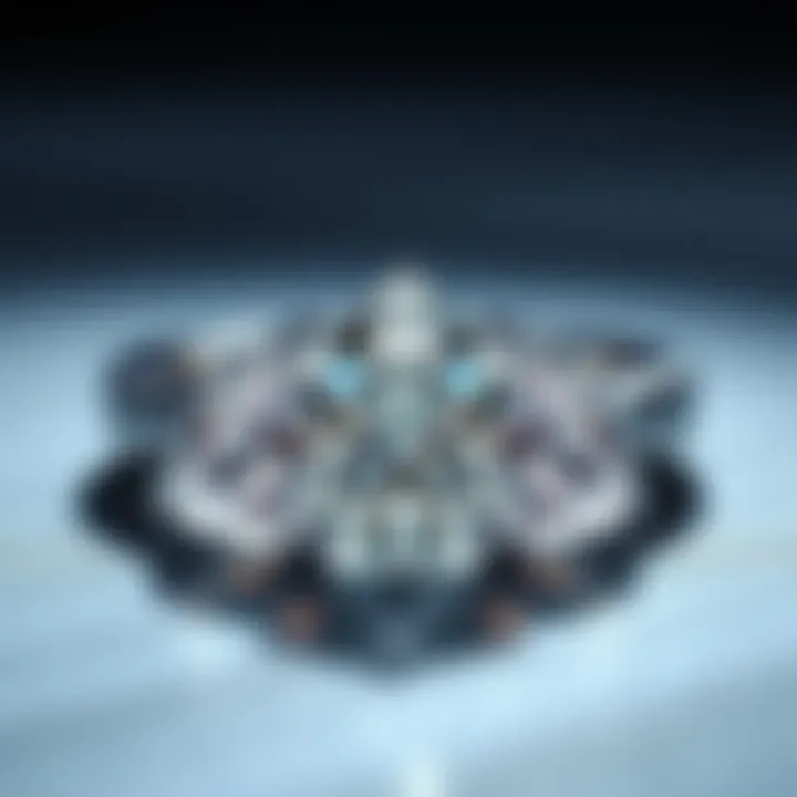 An elegant display of ethically sourced trillion diamonds in a beautiful setting