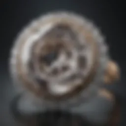 Close-up view of a diamond ring with an elegant design
