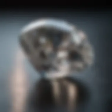 Examining Diamond Clarity Close-up of a diamond showing clarity characteristics