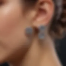 Close-up view of various diamond earring sizes