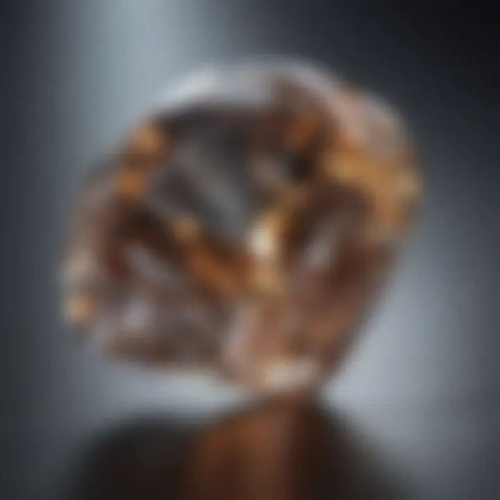 Close-up of a diamond showcasing its light dispersion