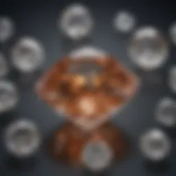 A detailed diagram illustrating various diamond shapes with geometric angles and facets