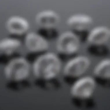 Carat Weight Comparison Comparative display of diamonds of various carat weights