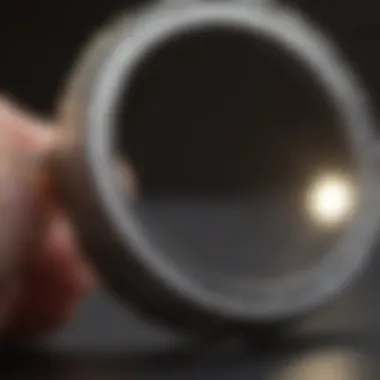 Close-up of measuring tape around a ring