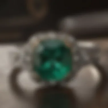 Artisan meticulously crafting an emerald engagement ring, showcasing the skill involved in luxury jewelry making.