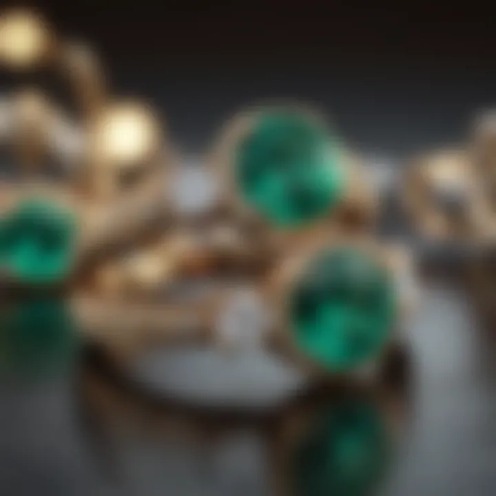 Beautifully arranged emerald engagement rings symbolizing love and commitment in various cultural contexts.