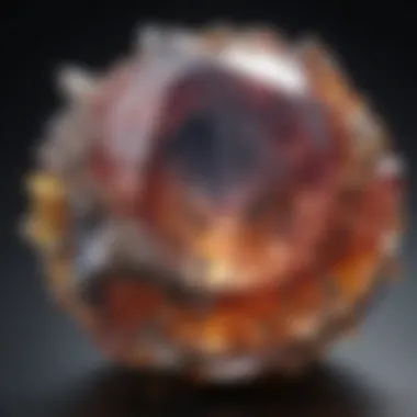 Magnified View of Gemstone Inclusions Close-up of a gemstone magnified to reveal its internal structure and inclusions