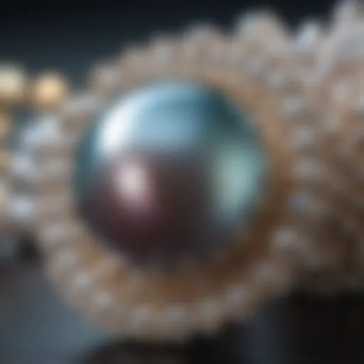 Close-up view of a lustrous pearl showcasing its iridescence