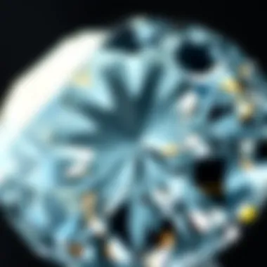 A detailed examination of the clarity within a diamond, revealing inclusions and imperfections.