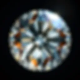 A close-up view of a brilliantly cut diamond showcasing its sparkle and symmetry.