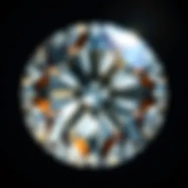 A close-up view of a brilliantly cut diamond showcasing its sparkle and symmetry.