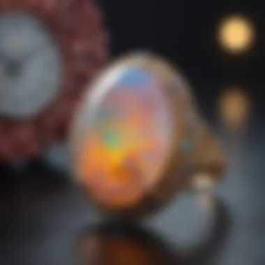 Close-up of a vibrant opal showcasing its color play.