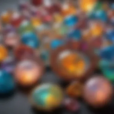 Dazzling Opal Varieties A close-up view of various opals showcasing their vibrant colors and patterns