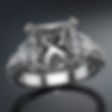 Close-up view of a sparkling princess cut diamond ring.