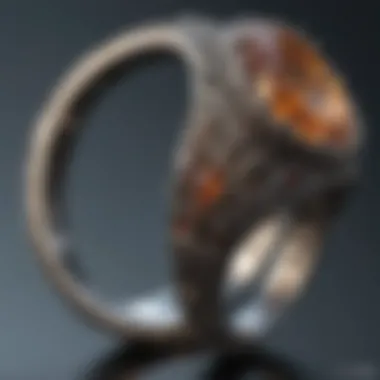 Close-up of a beautifully crafted ring with intricate details