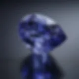 Close-up view of a tanzanite gemstone revealing its unique color and clarity