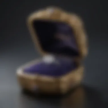 An elegant engagement ring box opened with a beautiful ring inside