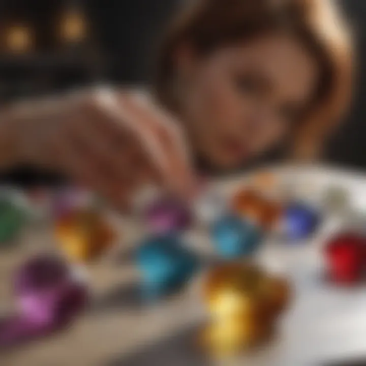 A person engaging with various gemstones, highlighting their personal significance