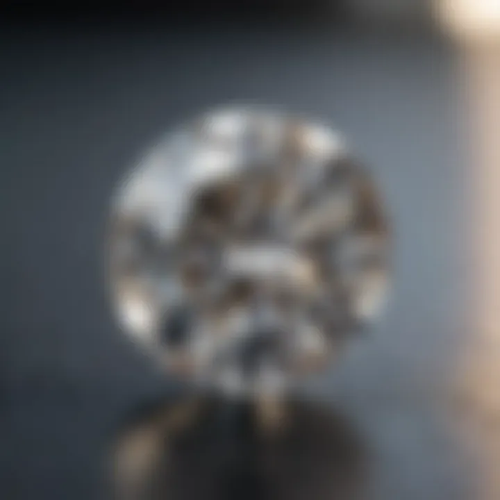 Close-up of a sparkling 10 mm moissanite stone showcasing its brilliance