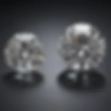 Moissanite vs. Traditional Diamonds Comparison between moissanite and traditional diamonds in a side-by-side display