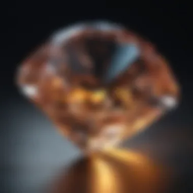 A close-up of a diamond reflecting light to showcase its brilliance