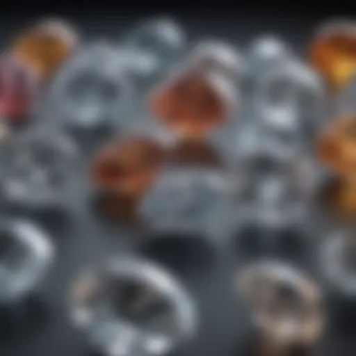 An illustration depicting various diamond cuts showcasing their shapes and light performance