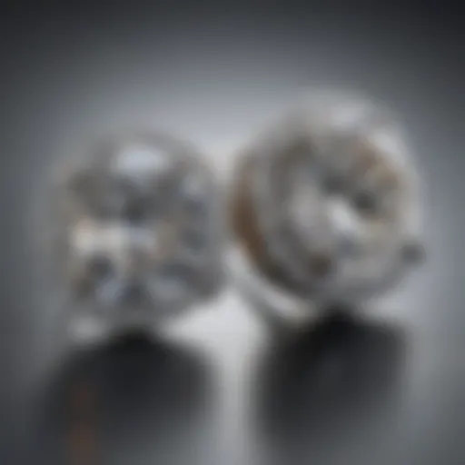 Close-up view of a one-carat diamond earring highlighting its brilliance